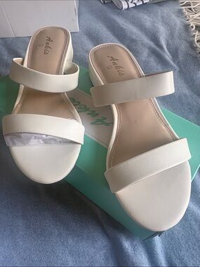 White Double-Strap Slide Sandals for Women non leather